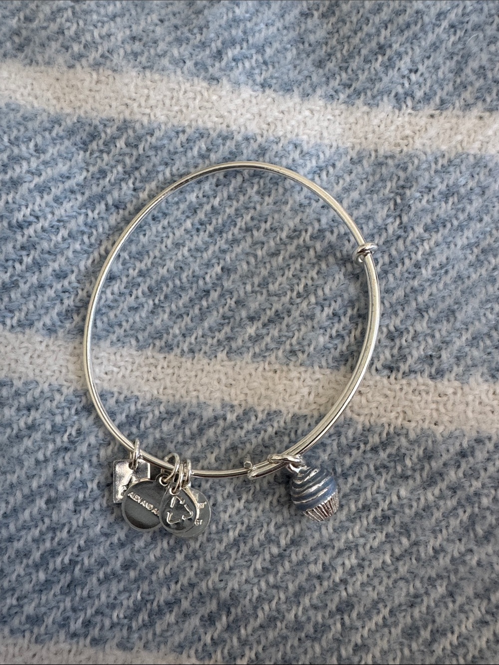 Alex and Ani Charity By Design "Cupcake" Silver Expandable Charm Bangle